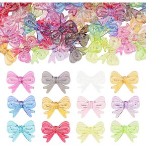40 Pieces 30 * 22mm Acrylic Bow Beads Transparent Color Beads for Bracelet Necklace DIY Jewelry Accessories Assorted Color