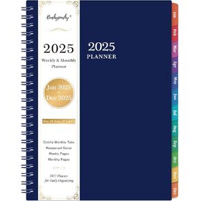 2025 Planner - 2025 Planner Weekly and Monthly, JAN - DEC 2025, Calendar Planner with Premium Paper, Twin-wire Binding, Waterproof Cover, Coloful Tabs, Blue, 6" x 8.4"