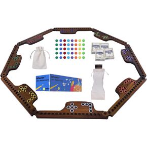 Marbles and Jokers Board Game Pegs and Jokers Real Solid Wood (Pine) Game Board Wooden for 2-8 Players 8 Game Boards 8 Colors 40 Marbles 4 Boxes Card