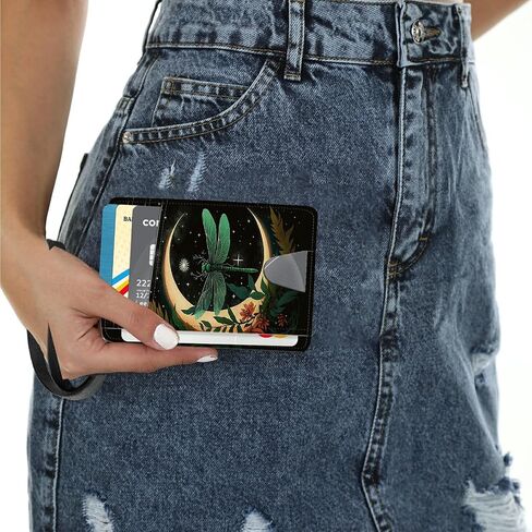 Wristlet Wallets for Women, Ladies Wallet Clutch Purse with Removable Wrist Strap Zip Around Large Capacity Card Holder Cash Pocket Cellphone Purse Travel Wristlet Bag, Blue Purple Flowers in Kuwait