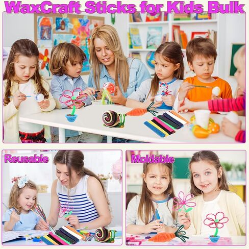 500 قطعة من أعواد الشمع الحرفية، 13 لونًا من أعواد الشمع القابلة للانحناء، أعواد النحت القابلة لإعادة الاستخدام، أعواد الشمع اللزجة للحرف اليدوية الخاصة بالمستلزمات الفنية in Kuwait