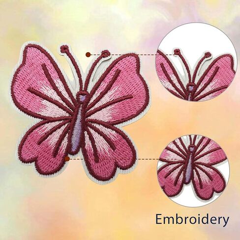 Pink Butterfly Patches for Clothing Styles Pretty Patch Repair Embroidered Appliques for Clothes Sew on/Iron on Jackets Backpacks Hat Wallets, Clothes Dress Fabric for DIY Accessories in Saudi Arabia
