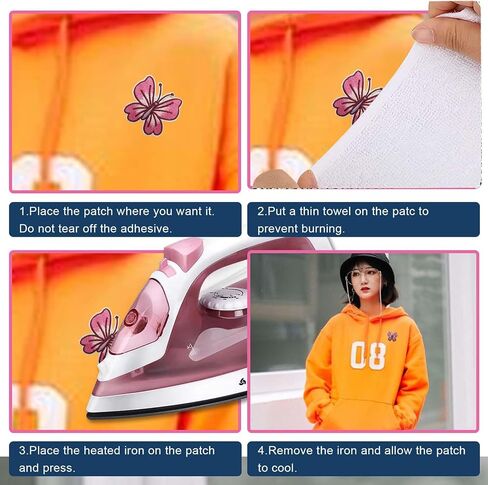 Pink Butterfly Patches for Clothing Styles Pretty Patch Repair Embroidered Appliques for Clothes Sew on/Iron on Jackets Backpacks Hat Wallets, Clothes Dress Fabric for DIY Accessories in Saudi Arabia