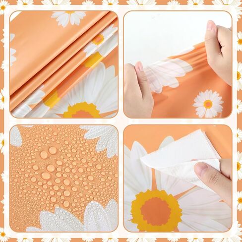 gisgfim 3Pcs Groovy Daisy Tablecloth Plastic Table Cloth Groovy Birthday Party Decorations Boho Floral Tablecloth Rectangle Disposable Table Covers for Girl 70s Retro Flower Hippie Decor 108 X 54 Inch in Saudi Arabia