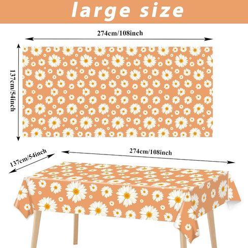 gisgfim 3Pcs Groovy Daisy Tablecloth Plastic Table Cloth Groovy Birthday Party Decorations Boho Floral Tablecloth Rectangle Disposable Table Covers for Girl 70s Retro Flower Hippie Decor 108 X 54 Inch in Saudi Arabia