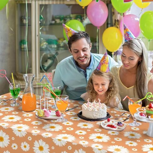 gisgfim 3Pcs Groovy Daisy Tablecloth Plastic Table Cloth Groovy Birthday Party Decorations Boho Floral Tablecloth Rectangle Disposable Table Covers for Girl 70s Retro Flower Hippie Decor 108 X 54 Inch in Saudi Arabia