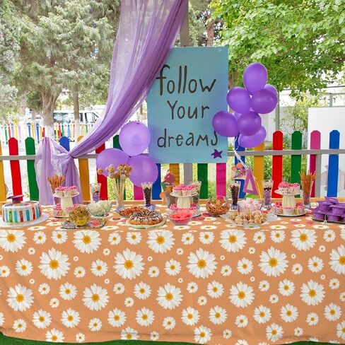 gisgfim 3Pcs Groovy Daisy Tablecloth Plastic Table Cloth Groovy Birthday Party Decorations Boho Floral Tablecloth Rectangle Disposable Table Covers for Girl 70s Retro Flower Hippie Decor 108 X 54 Inch in Saudi Arabia