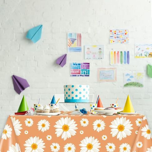 gisgfim 3Pcs Groovy Daisy Tablecloth Plastic Table Cloth Groovy Birthday Party Decorations Boho Floral Tablecloth Rectangle Disposable Table Covers for Girl 70s Retro Flower Hippie Decor 108 X 54 Inch in Saudi Arabia