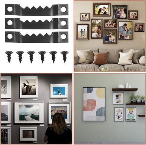 100 Pcs Sawtooth Picture Hangers Black Steel Photo Frame Hanging Hangers Picture Hanger with 200Pcs Screws for Hanging Clock Paintings Artwork Picture Frame Hook Photos in Saudi Arabia