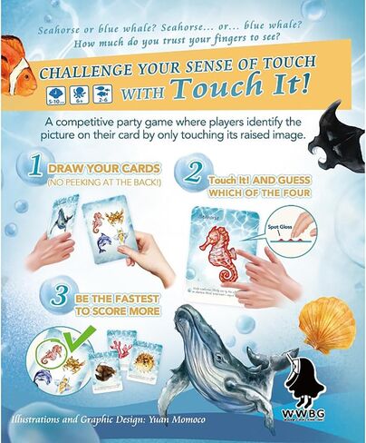 Wonderful World: Touch It! Marine Life - Sensory Party Card Game, Identify Pictures by Touch, Fun & Competitive, Family Ages 6+, 2-6 Players, 10 Mins in Saudi Arabia