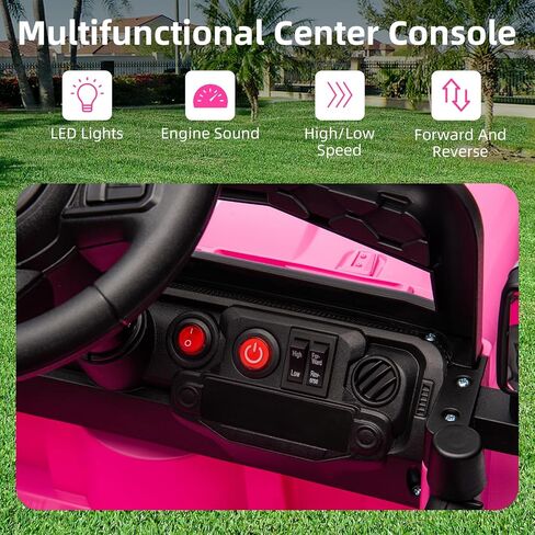 12V Ride On Truck Car, Toddler Ride On Toy w/Parent Remote Control, Steering Wheel Music, 4-Wheel Spring Suspension, Led Lights, 2 Speeds, Kids Electric Vehicles for Age 2-5 in Kuwait