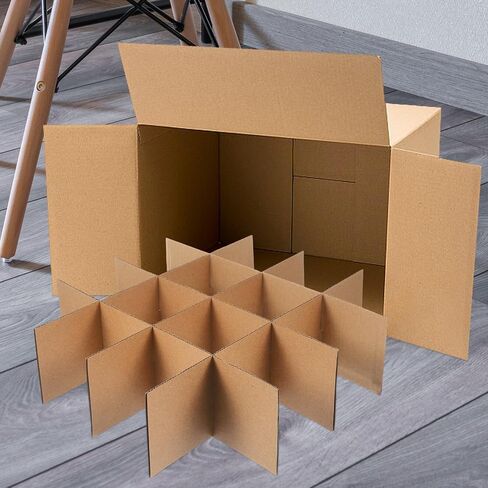 Glass Divider for Moving Box: Glassware Packing Boxes Cardboard Kit for Moving Dishes Wine Cup - Shipping Packing Supplies for Moving Fits 16 x 12 x 12 Inch Box in Kuwait