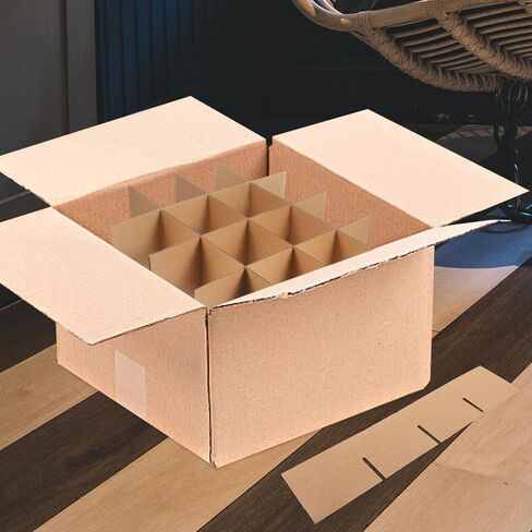 Glass Divider for Moving Box: Glassware Packing Boxes Cardboard Kit for Moving Dishes Wine Cup - Shipping Packing Supplies for Moving Fits 16 x 12 x 12 Inch Box in Kuwait