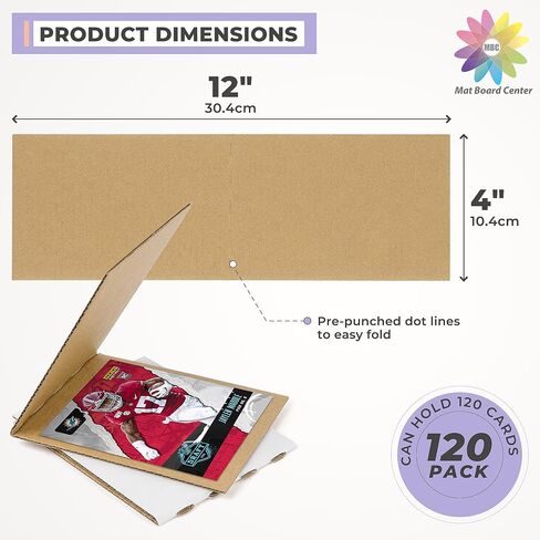Mat Board Center, 4x6 Graded Card Shipping Protectors, 50 Pack (Can Hold 50 Cards), Premium Corrugated Packaging Pads, Folding Sheets Supplies, Sports Card Cardboard Sleeves, Trading Card Rigid Mailer in Saudi Arabia