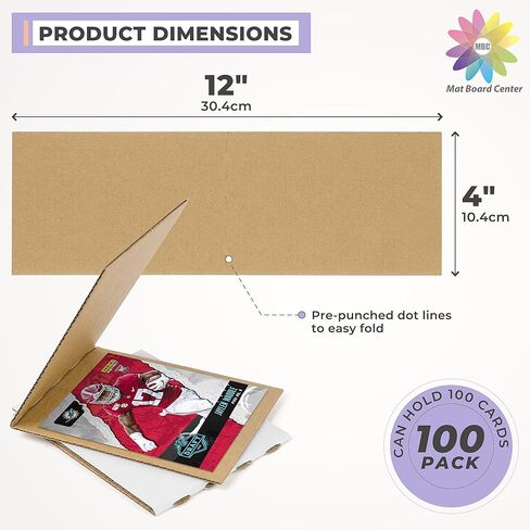 مركز لوحة السجادة، واقيات شحن البطاقات المتدرجة 4 × 6، 50 حزمة (يمكن أن تحمل 50 بطاقة)، ​​وسادات تغليف مموجة ممتازة، مستلزمات أوراق قابلة للطي، أكمام من الورق المقوى للبطاقات الرياضية، بطاقة بريدية صلبة لبطاقات التداول in Kuwait