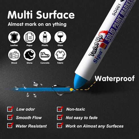 Sipa Permanent Solid Paint Markers, Twist Long-Lasting Paint Pens for Window, Wood,Metal and Glass Marker, 1 Pack (White) in Saudi Arabia