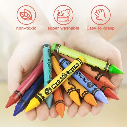 Jar Melo 16 Colors Crayons for Toddlers 1-3, Non Toxic Washable Crayons for Babies, Easy to Hold Large Crayons for Kids Ages 4-8, Safe for Babies and Kids，Back to school Art Supplies in Saudi Arabia