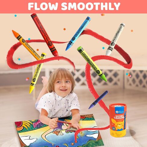 Jar Melo 16 Colors Crayons for Toddlers 1-3, Non Toxic Washable Crayons for Babies, Easy to Hold Large Crayons for Kids Ages 4-8, Safe for Babies and Kids，Back to school Art Supplies in Saudi Arabia