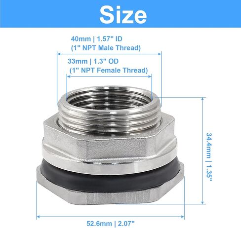 تركيب خزان مياه مقاس 1 بوصة NPT، محول خزان تركيب من الفولاذ المقاوم للصدأ لخزان حوض السمك في الحديقة in Kuwait