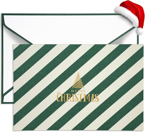بطاقات عيد الميلاد من AZAZA محاصر مع مغلفات 20 حزمة، بطاقات عيد الميلاد الفارغة المخصصة رقائق الذهب 2024 بطاقات عيد الميلاد، بطاقات معايدة عيد ميلاد سعيد للأحباء - مخطط باللون الأخضر in Kuwait