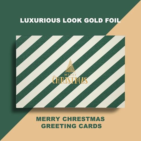 بطاقات عيد الميلاد من AZAZA محاصر مع مغلفات 20 حزمة، بطاقات عيد الميلاد الفارغة المخصصة رقائق الذهب 2024 بطاقات عيد الميلاد، بطاقات معايدة عيد ميلاد سعيد للأحباء - مخطط باللون الأخضر in Kuwait