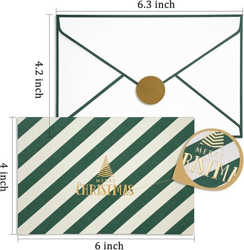 بطاقات عيد الميلاد من AZAZA محاصر مع مغلفات 20 حزمة، بطاقات عيد الميلاد الفارغة المخصصة رقائق الذهب 2024 بطاقات عيد الميلاد، بطاقات معايدة عيد ميلاد سعيد للأحباء - مخطط باللون الأخضر in Kuwait