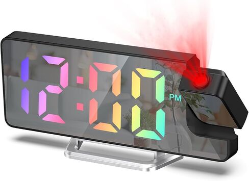 أحدث ساعة منبه إسقاط 7.9 بوصة، ساعة رقمية مع جهاز عرض قابل للدوران 180 درجة، سطوع قابل للتعديل، منبه مزدوج، شاشة كبيرة، 12/24 ساعة، عرض درجة الحرارة، قيلولة بعد الظهر للنوم الثقيل in Kuwait