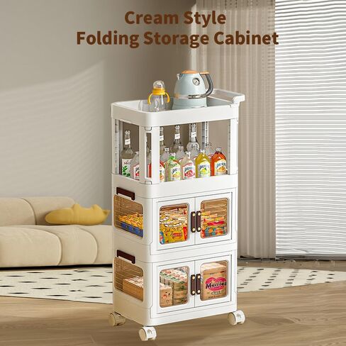 3-Tier Rolling Utility Cart with Drawer,Plastic Storage Bins with Lids,Multifunctional Storage Organizer with Plastic Shelf & Wheels,Storage Cart for Kitchen,Bathroom,Living Room,Office (2Doors 1High) in Saudi Arabia