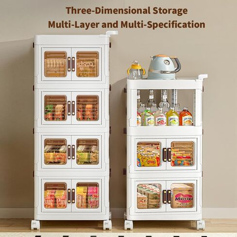 3-Tier Rolling Utility Cart with Drawer,Plastic Storage Bins with Lids,Multifunctional Storage Organizer with Plastic Shelf & Wheels,Storage Cart for Kitchen,Bathroom,Living Room,Office (2Doors 1High) in Saudi Arabia
