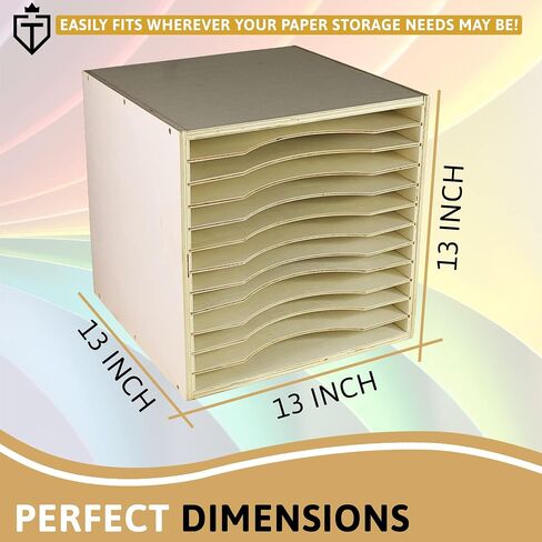 Tavenly Natural Wood Finish Paper Storage Organizer Cube - Improved Perfect for Sizes 12 x 12-12 Tray File Box Organizer - Classroom & Office Desk Accessories - 12 Slot Paper Organizer for Desk in Saudi Arabia