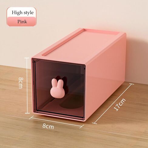 ONEFOLL Desk Organizer, Stackable Storage Drawers Plastic Office Makeup Storage, 3 Single Drawers Stacked Together, Desk Storage Organization Boxes for Office, School, Home (8CM Height Pink) in Saudi Arabia