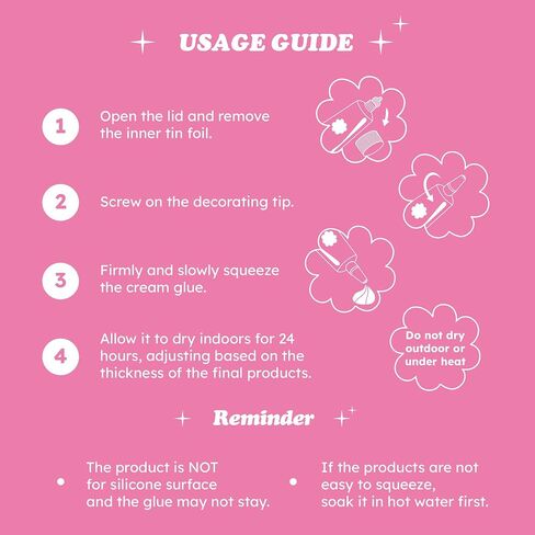 Decoden Cream Kit with 9pcs 50ml Simulation Fake Whipped Cream Clay Glue 20 Flatback Charms 12 Plastic Decorating Tip and DIY Adhesive Tools for Holiday Craft Gifting Handmade Decor in Saudi Arabia