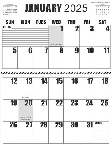Wall Calendar 2025 | Heavy Paper | 13-Months, January 2025 to January 2026 | 17" wide X 22" in length when open. in Saudi Arabia