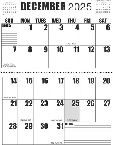 Wall Calendar 2025 | Heavy Paper | 13-Months, January 2025 to January 2026 | 17" wide X 22" in length when open. in Saudi Arabia