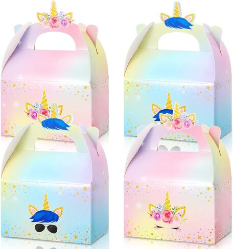 Leinuosen Unicorn Gift Boxes Party Supplies Cute Party Favor Boxes Rainbow Theme Treat Boxes Candy Goodies Gift Boxes for Girls Boys Kids Birthday Party Decorations Supplies (Unicorn, 24 Pieces) in Saudi Arabia