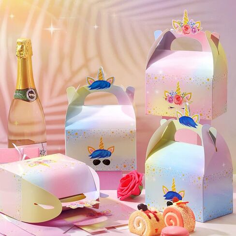 Leinuosen Unicorn Gift Boxes Party Supplies Cute Party Favor Boxes Rainbow Theme Treat Boxes Candy Goodies Gift Boxes for Girls Boys Kids Birthday Party Decorations Supplies (Unicorn, 24 Pieces) in Saudi Arabia