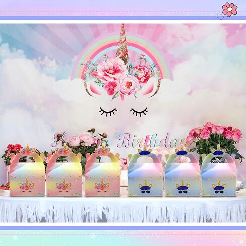 Leinuosen Unicorn Gift Boxes Party Supplies Cute Party Favor Boxes Rainbow Theme Treat Boxes Candy Goodies Gift Boxes for Girls Boys Kids Birthday Party Decorations Supplies (Unicorn, 24 Pieces) in Saudi Arabia
