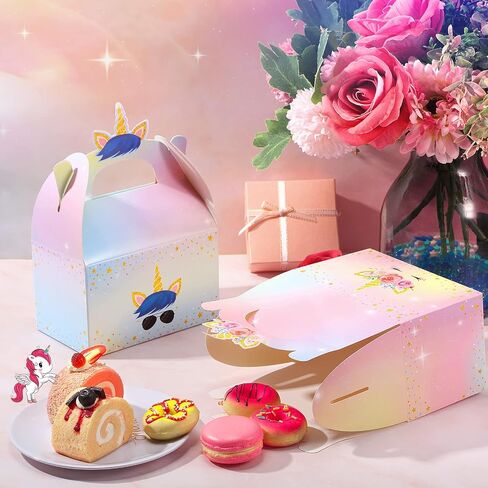 Leinuosen Unicorn Gift Boxes Party Supplies Cute Party Favor Boxes Rainbow Theme Treat Boxes Candy Goodies Gift Boxes for Girls Boys Kids Birthday Party Decorations Supplies (Unicorn, 24 Pieces) in Saudi Arabia