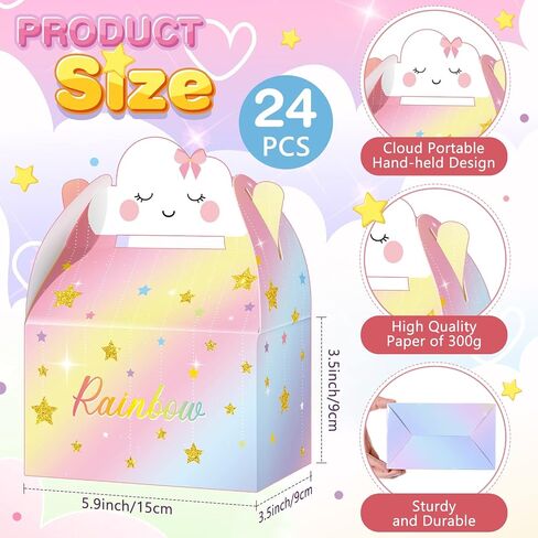 Leinuosen Unicorn Gift Boxes Party Supplies Cute Party Favor Boxes Rainbow Theme Treat Boxes Candy Goodies Gift Boxes for Girls Boys Kids Birthday Party Decorations Supplies (Unicorn, 24 Pieces) in Saudi Arabia