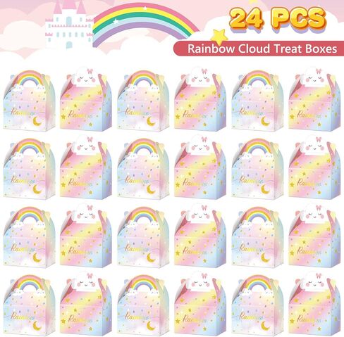 Leinuosen Unicorn Gift Boxes Party Supplies Cute Party Favor Boxes Rainbow Theme Treat Boxes Candy Goodies Gift Boxes for Girls Boys Kids Birthday Party Decorations Supplies (Unicorn, 24 Pieces) in Saudi Arabia