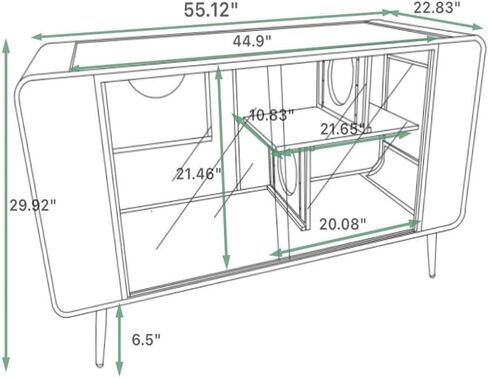 Cat Villa Indoor 55 Inch Cat Litter Box Furniture Cat Cages Indoor with Tempered Glass Doors, Metal Frame and Spacious Open Space TV Stand Cat House for Living Room, Hallway Black in Saudi Arabia