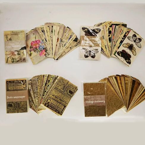 Vintage Scrapbook Paper Pack -240 Sheets Decorative Paper Aesthetic Stationery Journaling Supplies Vintage Paper for Writing Drawing Photo Travel Journal DIY Art Craft(4styles，3.15 x 1.97 Inches) in Saudi Arabia