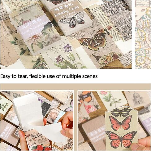 Vintage Scrapbook Paper Pack -240 Sheets Decorative Paper Aesthetic Stationery Journaling Supplies Vintage Paper for Writing Drawing Photo Travel Journal DIY Art Craft(4styles，3.15 x 1.97 Inches) in Saudi Arabia