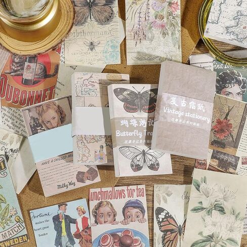 Vintage Scrapbook Paper Pack -240 Sheets Decorative Paper Aesthetic Stationery Journaling Supplies Vintage Paper for Writing Drawing Photo Travel Journal DIY Art Craft(4styles，3.15 x 1.97 Inches) in Saudi Arabia