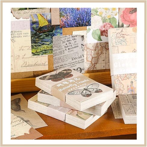 Vintage Scrapbook Paper Pack -240 Sheets Decorative Paper Aesthetic Stationery Journaling Supplies Vintage Paper for Writing Drawing Photo Travel Journal DIY Art Craft(4styles，3.15 x 1.97 Inches) in Saudi Arabia