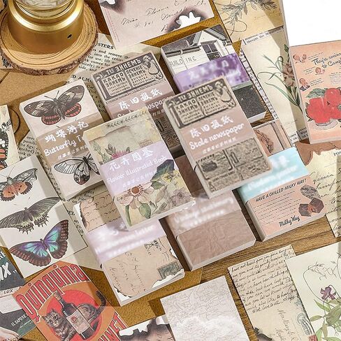 Vintage Scrapbook Paper Pack -240 Sheets Decorative Paper Aesthetic Stationery Journaling Supplies Vintage Paper for Writing Drawing Photo Travel Journal DIY Art Craft(4styles，3.15 x 1.97 Inches) in Saudi Arabia