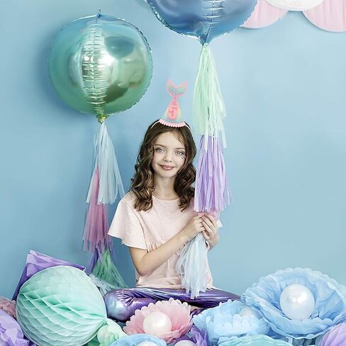 5 years old Mermaid Tail Birthday Hat for Baby Girl Pink Sparkle Sequined Mermaid Tail Headband Princess Birthday Party Supplies in Saudi Arabia
