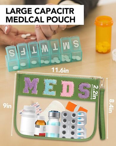 Custom Snack Bag with 52 Pcs Chenille Letter Patches,Preppy Makeup Bag,Clear Zipper Bag Multi-purpose Transparent PVC Pouch,Monogram DIY Stadium Purse Organizer Pouch with Wrist Strap(Green) in Saudi Arabia