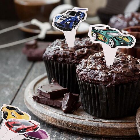 Classic Cars 36 pcs Cupcake Toppers, Racing Car Theme Party Supplies Favors,Cake Picks For Birthday Anniversary Wedding Engagement Party Decorations in Saudi Arabia