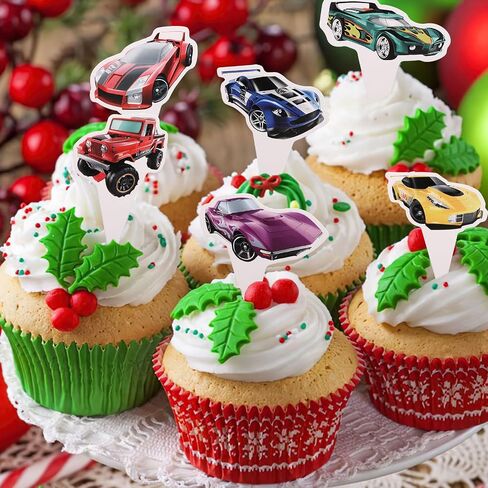 Classic Cars 36 pcs Cupcake Toppers, Racing Car Theme Party Supplies Favors,Cake Picks For Birthday Anniversary Wedding Engagement Party Decorations in Saudi Arabia